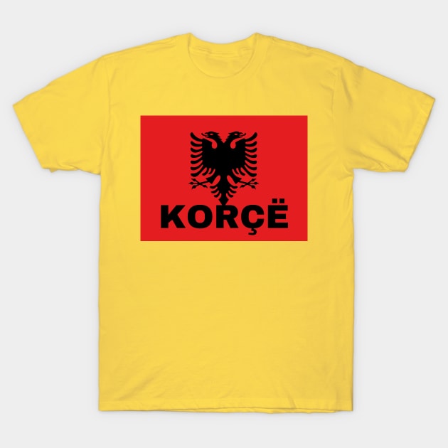 Korçë City in Albanian Flag T-Shirt by aybe7elf